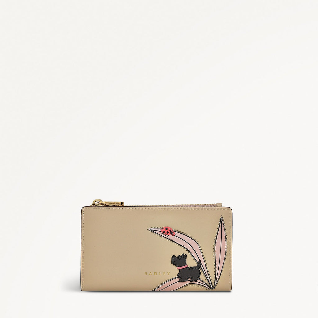 The Tales Of Spring Leather Medium Ziptop Wallet in Stone - 110797