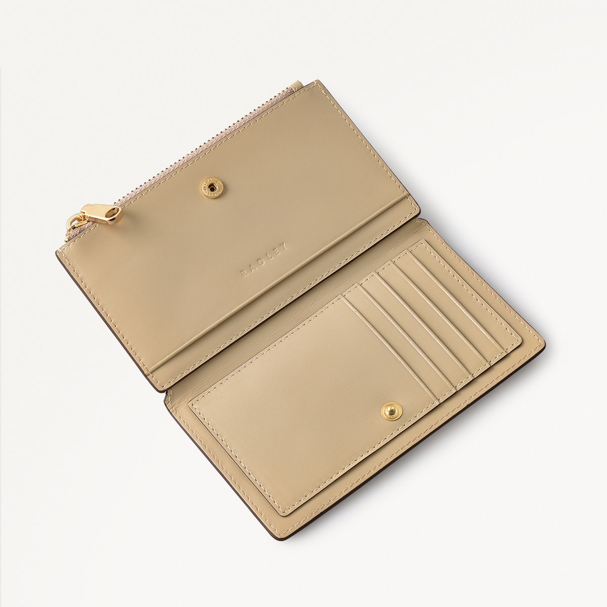 The Tales Of Spring Leather Medium Ziptop Wallet in Stone - 110797