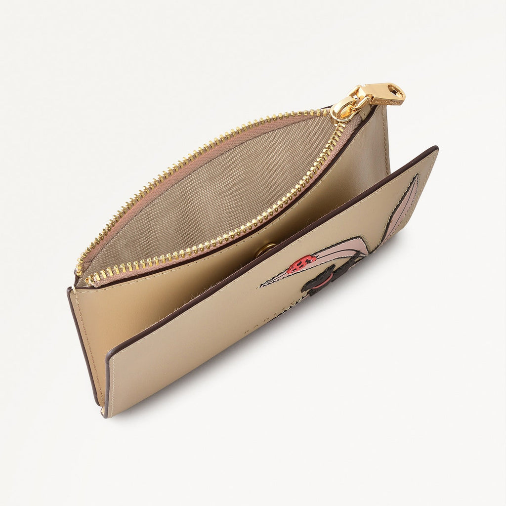 The Tales Of Spring Leather Medium Ziptop Wallet in Stone - 110797