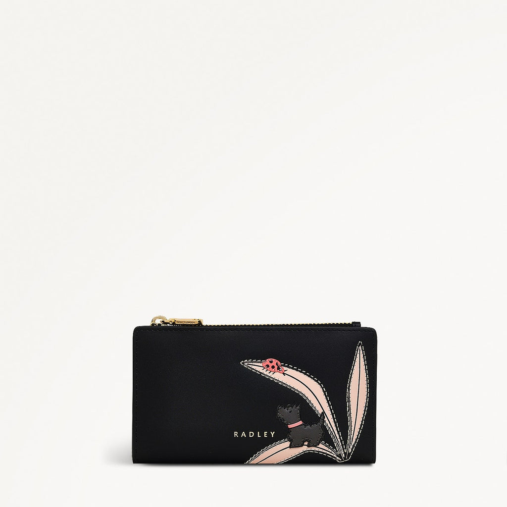 The Tales Of Spring Leather Medium Ziptop Wallet in Black - 110799