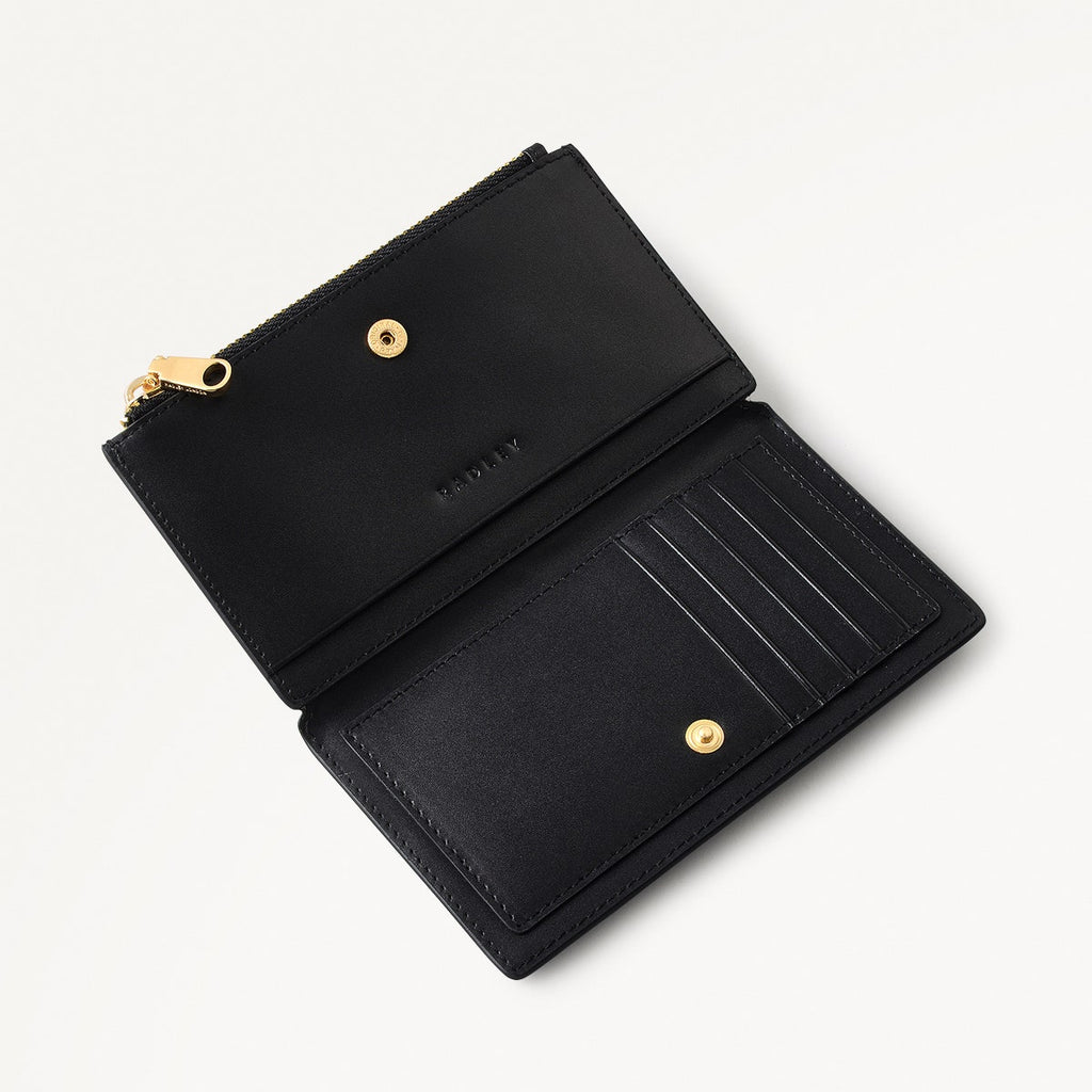The Tales Of Spring Leather Medium Ziptop Wallet in Black - 110799