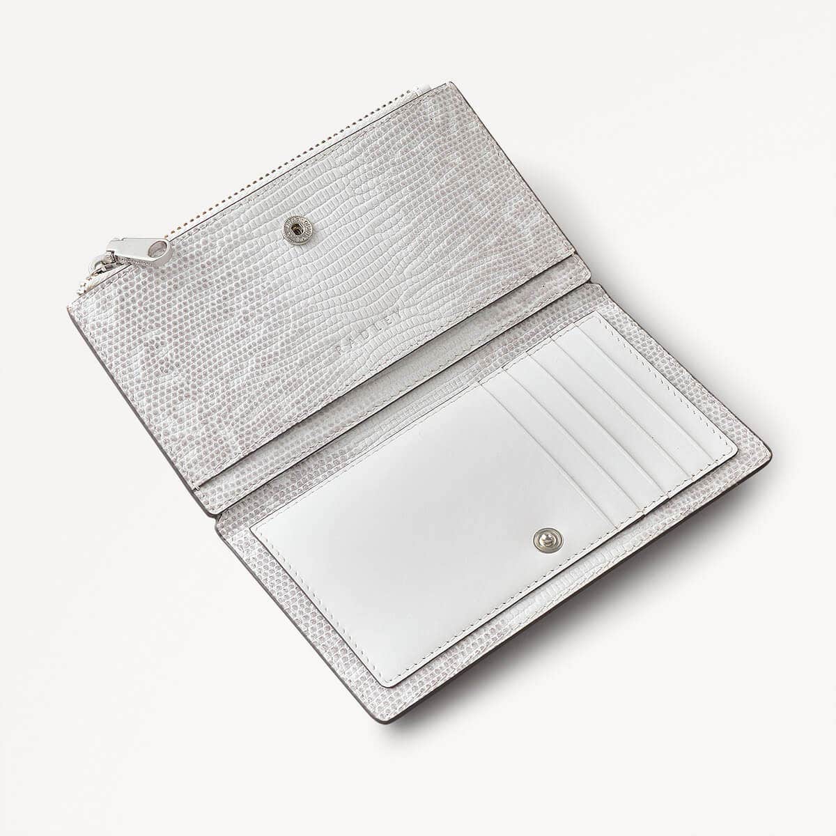 Coin Street Faux Lizard Medium Ziptop Wallet in Bright White - 110809