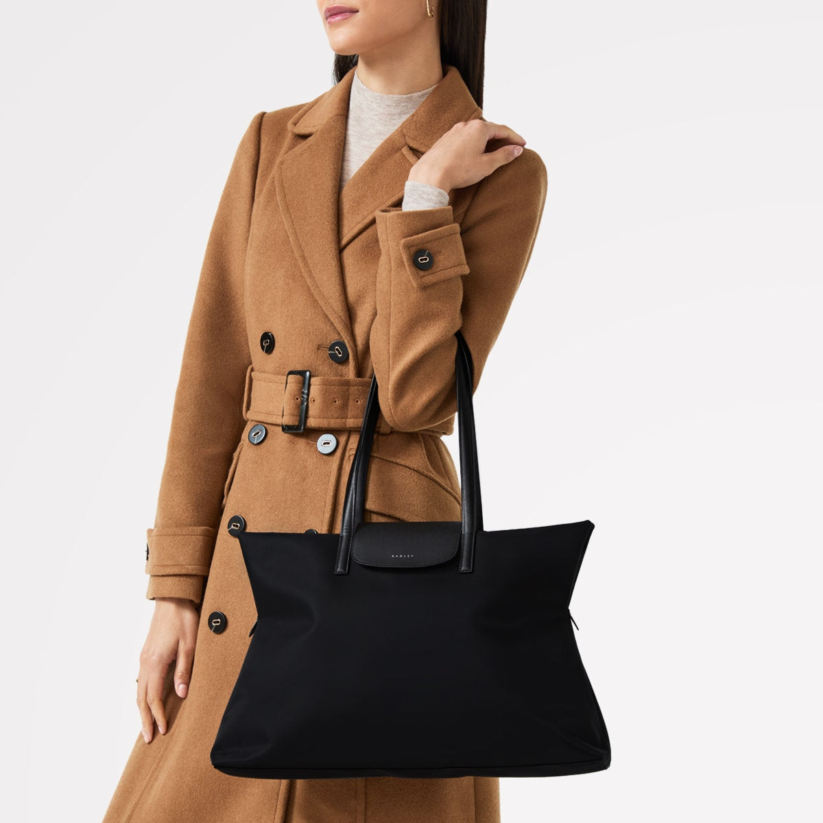 Black Fabric Medium Tote Bag | Pocket Essentials SS25 | Radley