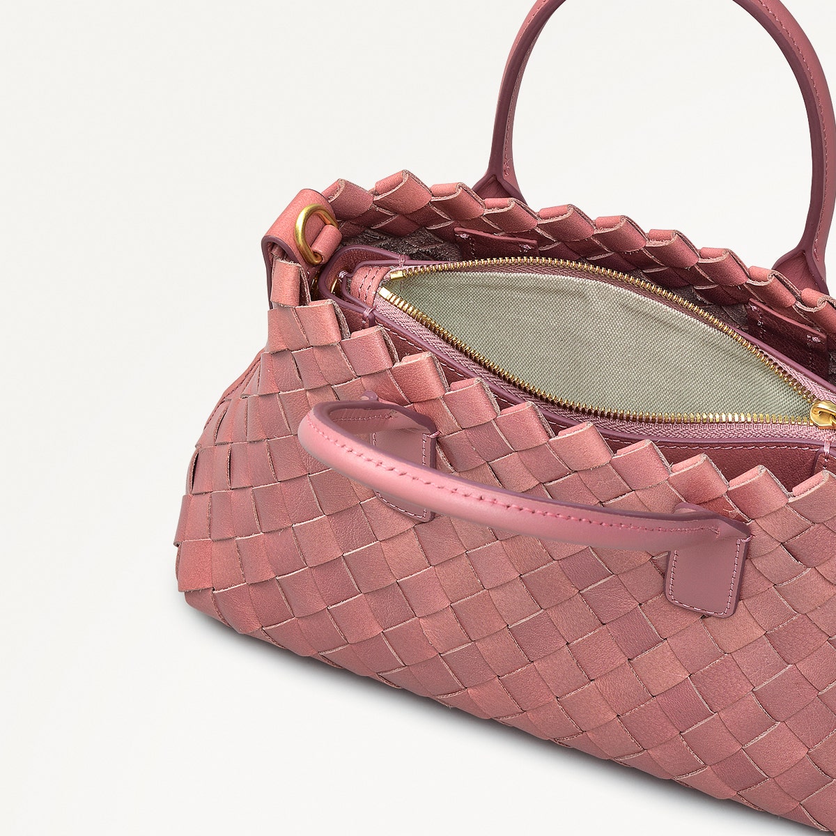 Pink Leather Woven Grab Bag | The Goswell SS25 | Radley
