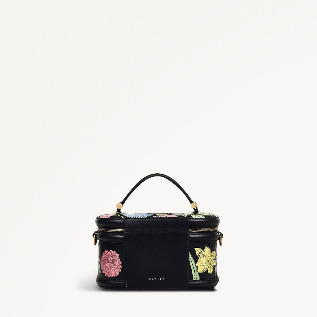 Southwell Gardens - Floral Fabric Medium Open Top Satchel in Black - 110855
