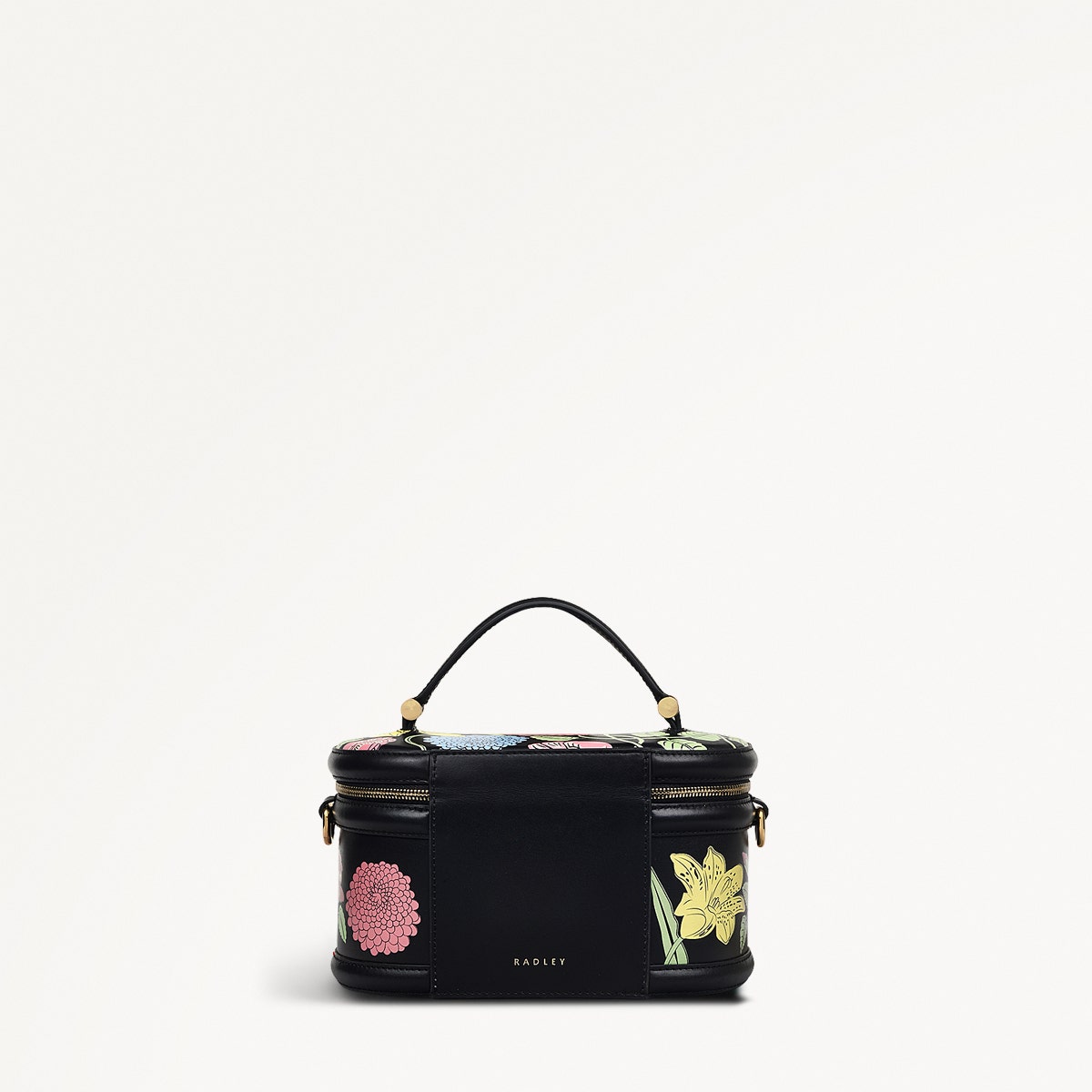 Southwell Gardens - Floral Fabric Medium Open Top Satchel in Black - 110855
