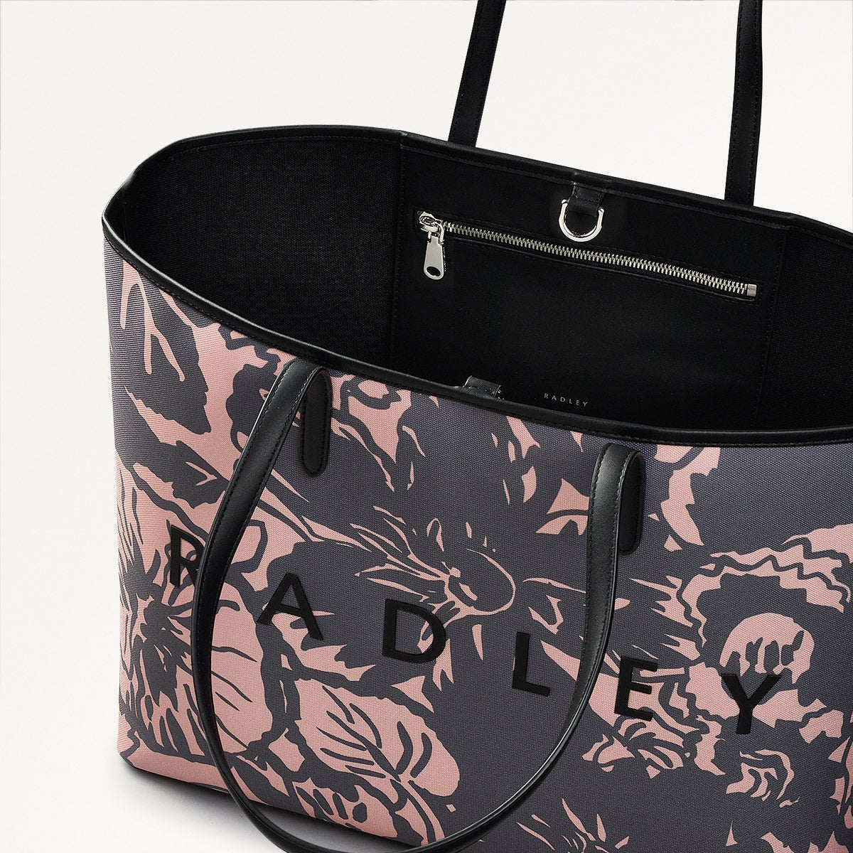 Southwell Gardens - Floral Fabric Medium Ziptop Grab in Black - 110856