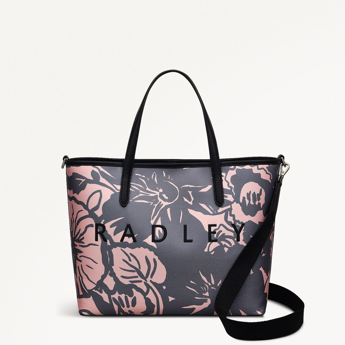 Southwell Gardens - Floral Fabric Small Ziptop Cross Body in Black - 110857