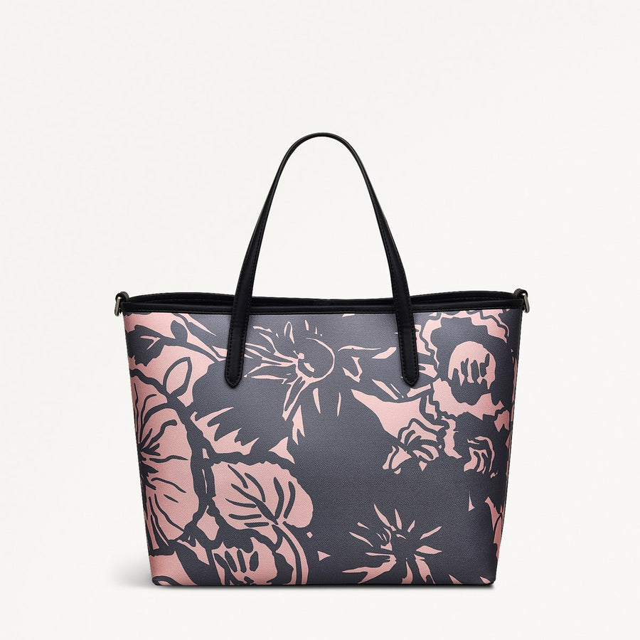 Southwell Gardens - Floral Fabric Small Ziptop Cross Body in Black - 110857