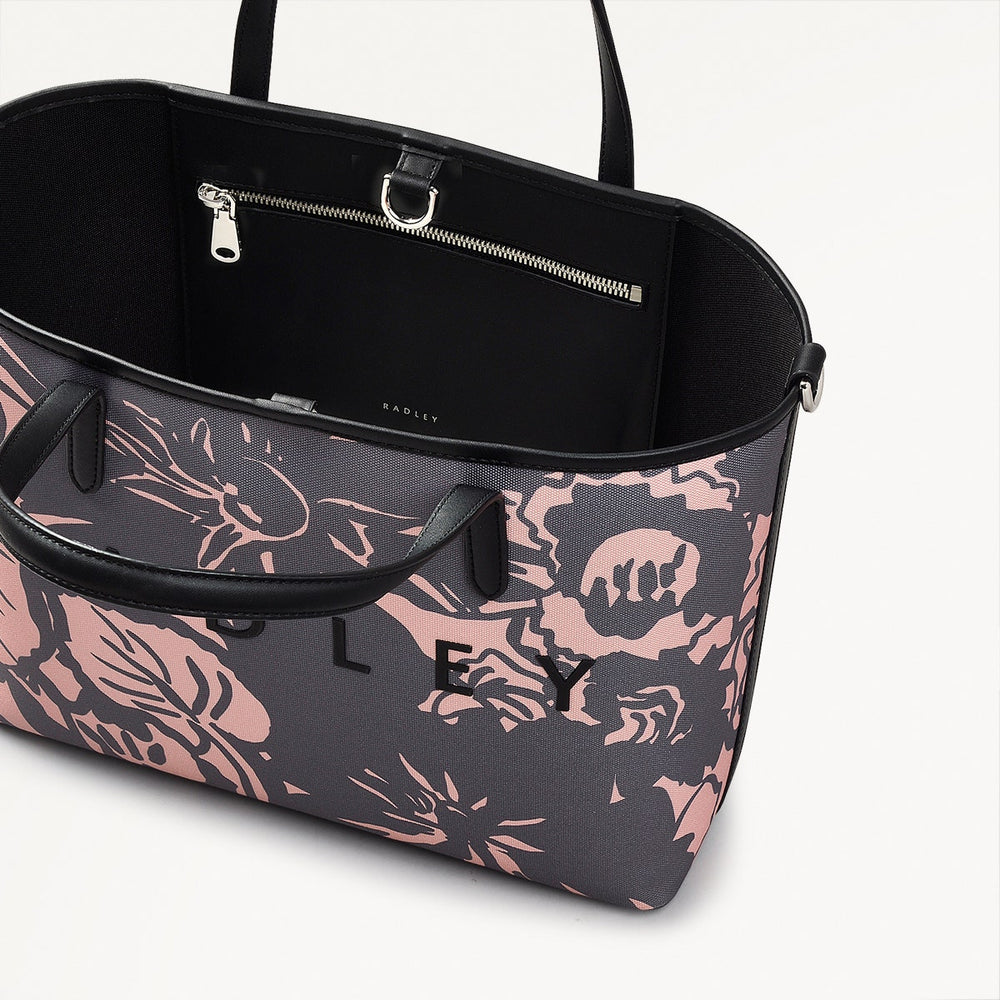 Southwell Gardens - Floral Fabric Small Ziptop Cross Body in Black - 110857