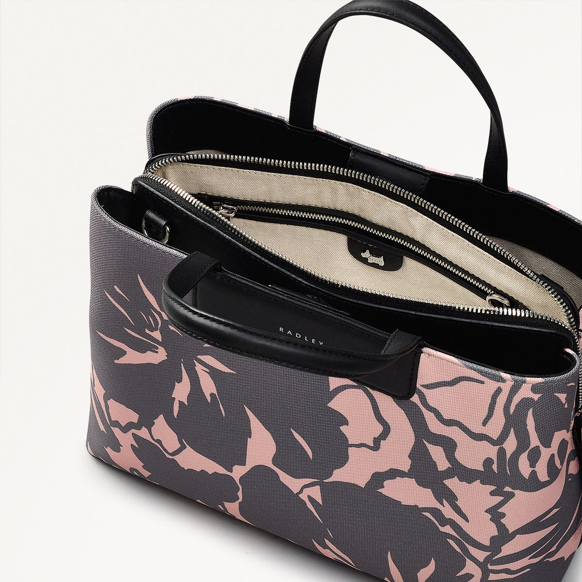 Responsible Ziptop Floral Grab Bag Black | Southwell Gardens SS25