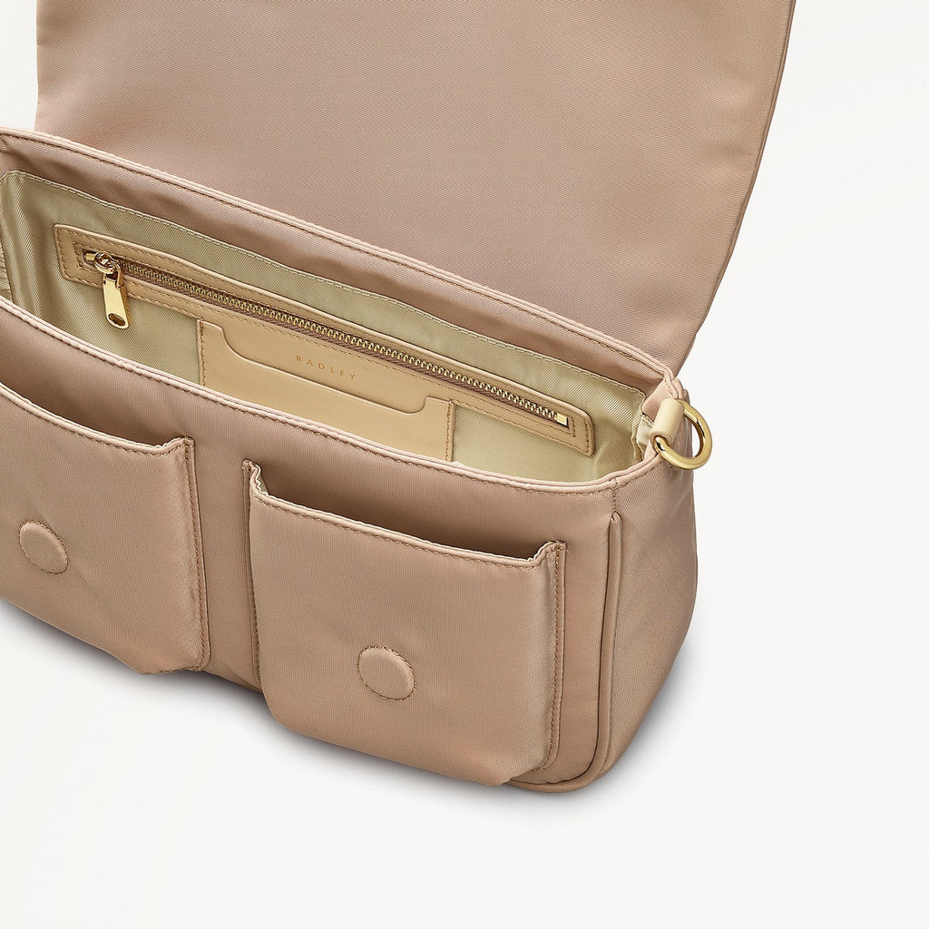 Guildford Grove Fabric Medium Flapover Cross Body Bag in Stone - 110860