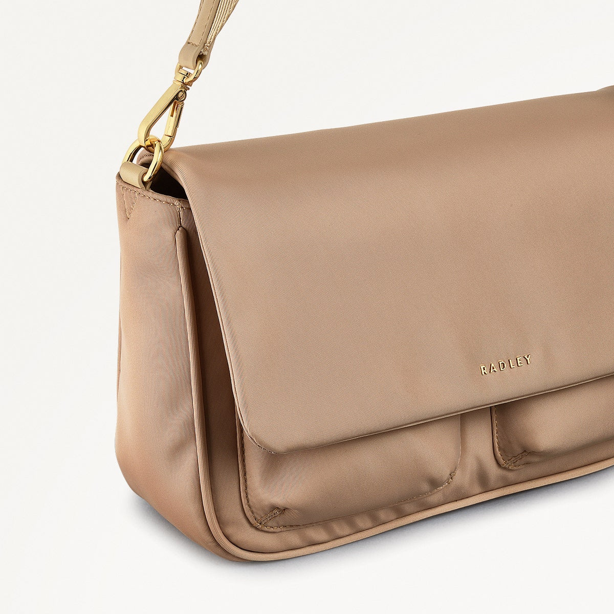 Guildford Grove Fabric Medium Flapover Cross Body Bag in Stone - 110860