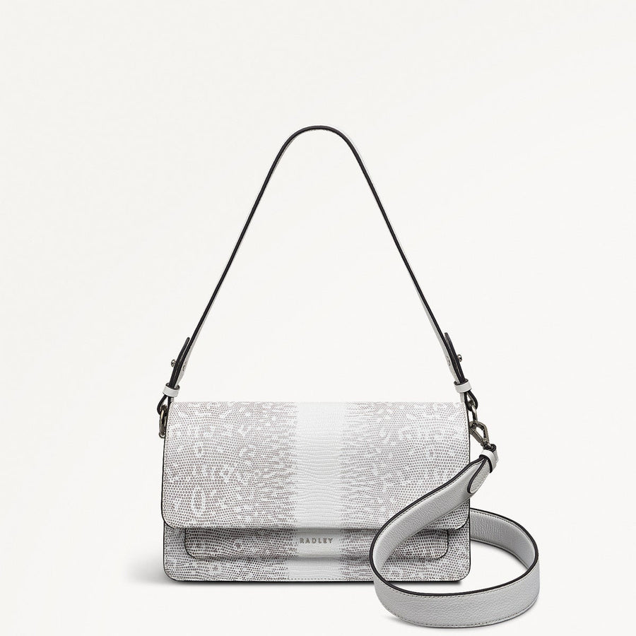 Leather Lane Leather Medium Flapover Shoulder Bag in Bright White - 110862