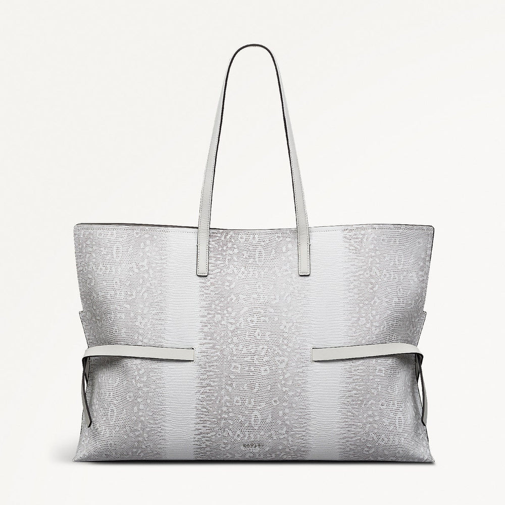 Fleet Street Leather Large Open Top Shoulder Bag in Bright White - 110863