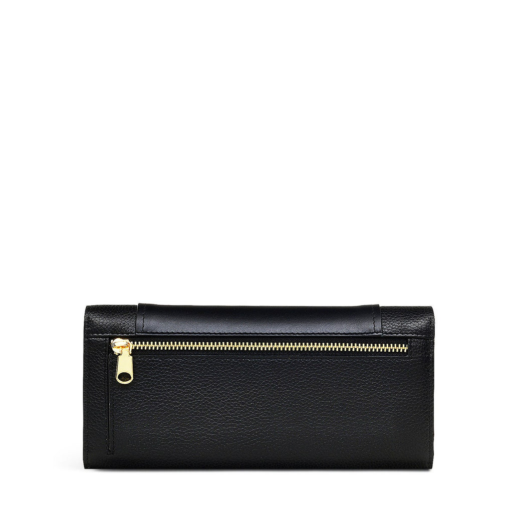Regents Row Leather Large Flapover Wallet in Black - 110875