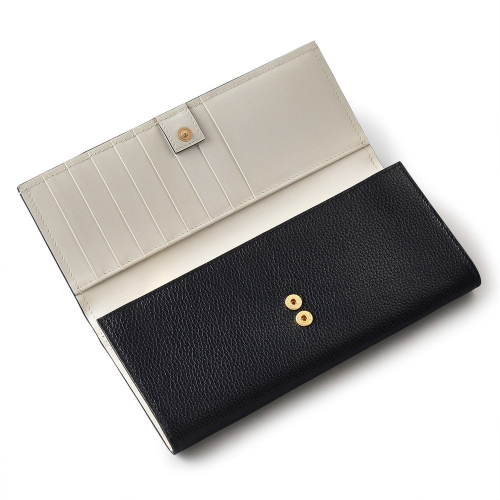 Regents Row Leather Large Flapover Wallet in Black - 110875