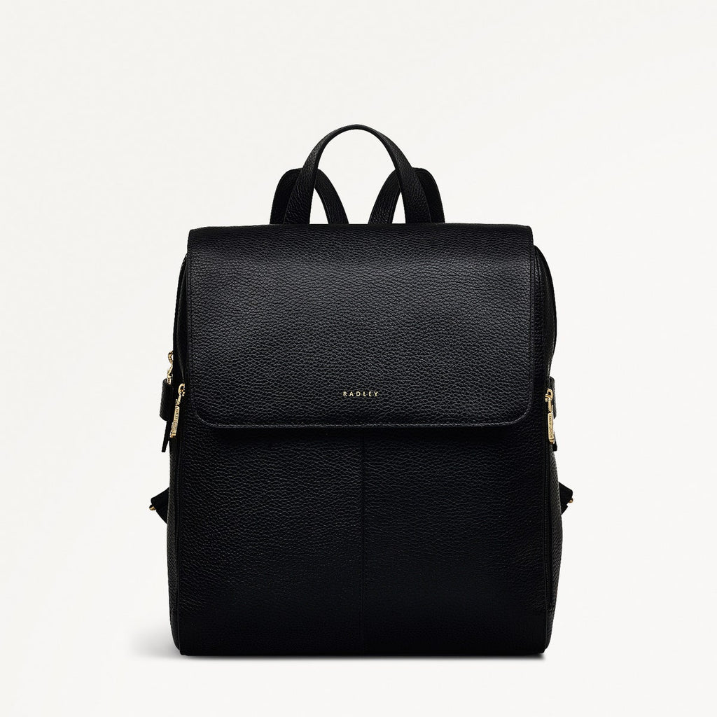 Lorne Close Leather Large Flapover Backpack in Black - 110937