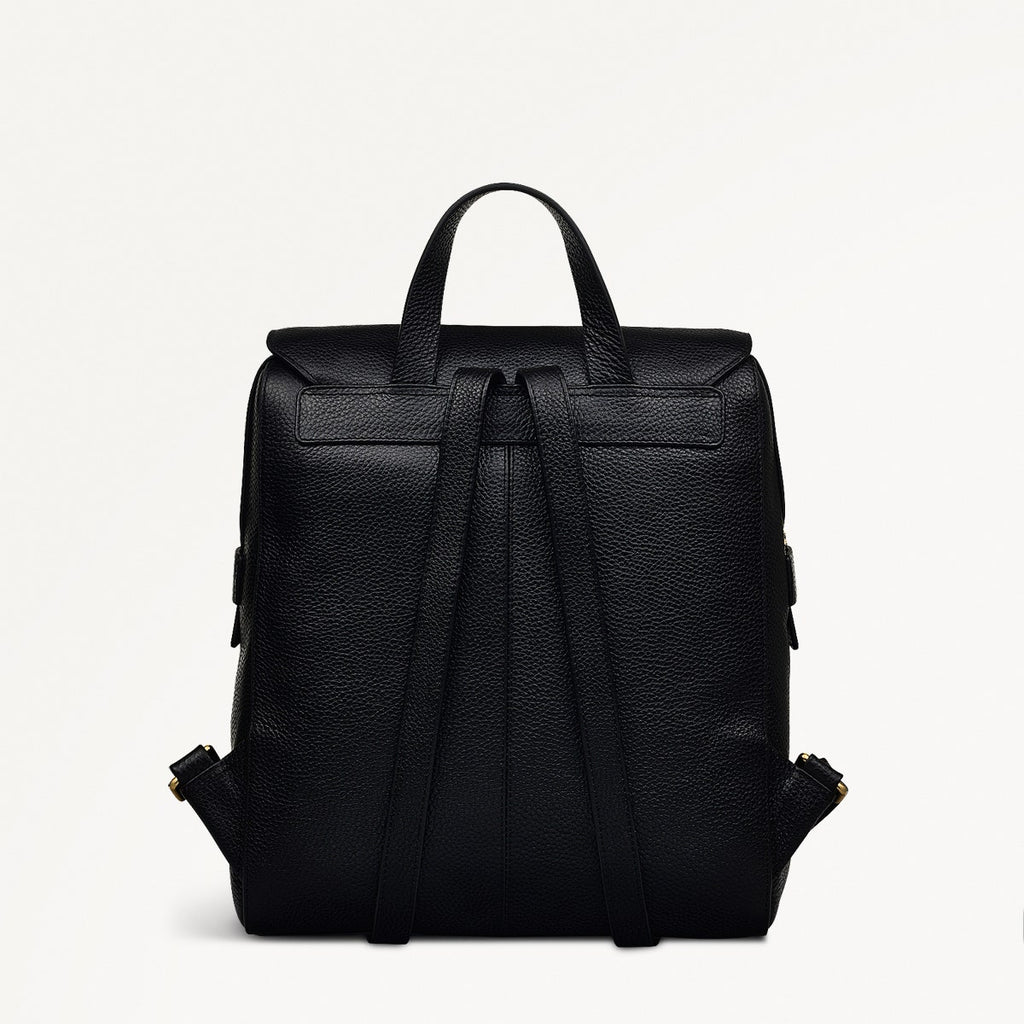 Lorne Close Leather Large Flapover Backpack in Black - 110937