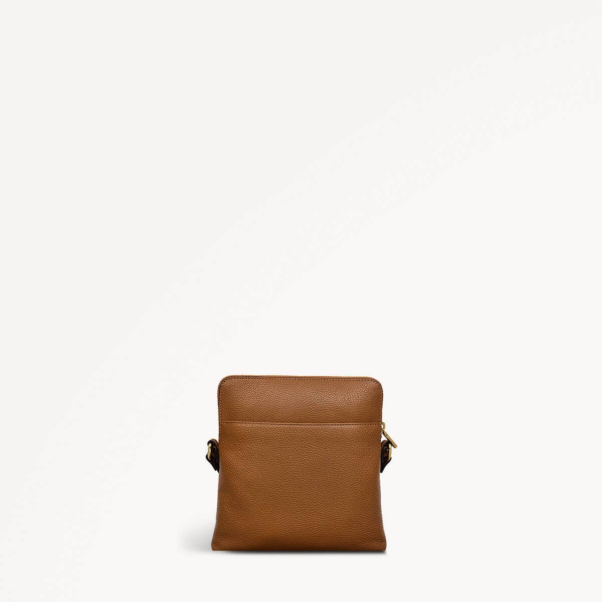 Ridge Park Leather Small Ziptop Crossbody Bag in Caramel - 110942