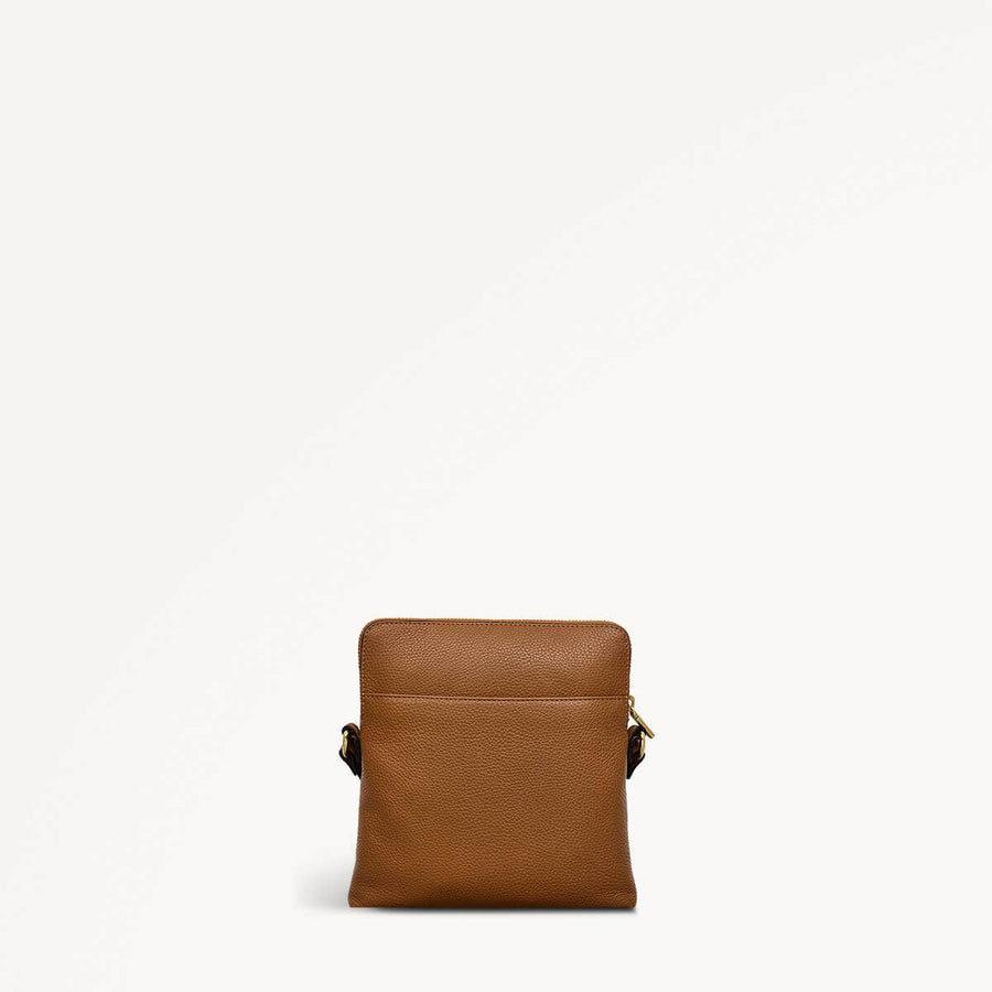 Ridge Park Leather Small Ziptop Crossbody Bag in Caramel - 110942
