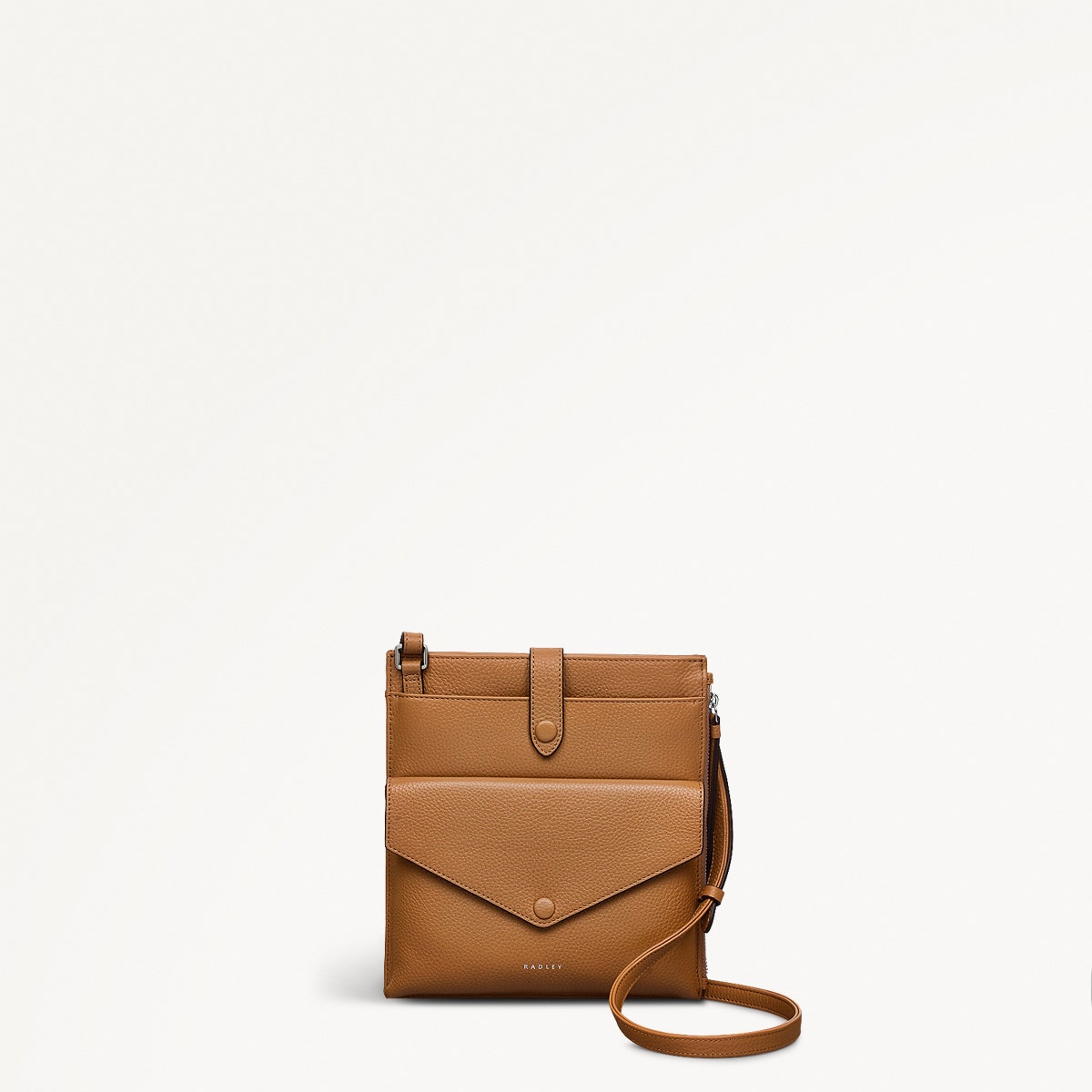 Wilton Way Leather Small Ziptop Crossbody Bag in Dark Butter - 110943