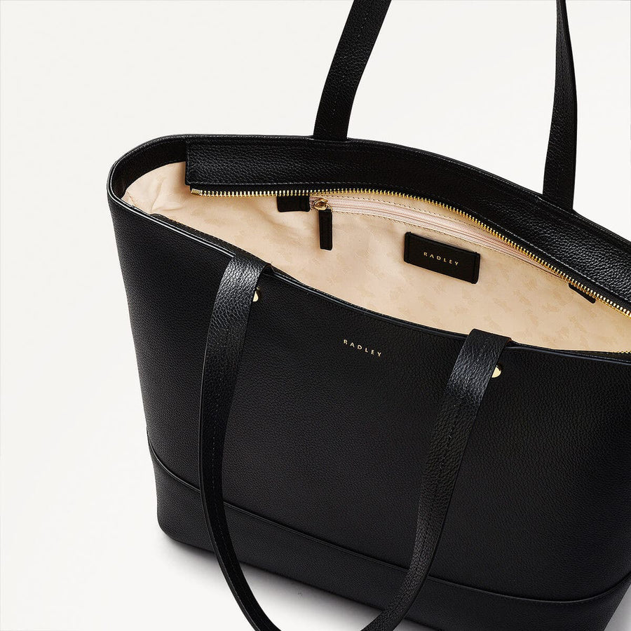 Isabella Road Leather Medium Ziptop Tote Bag in Black - 110962