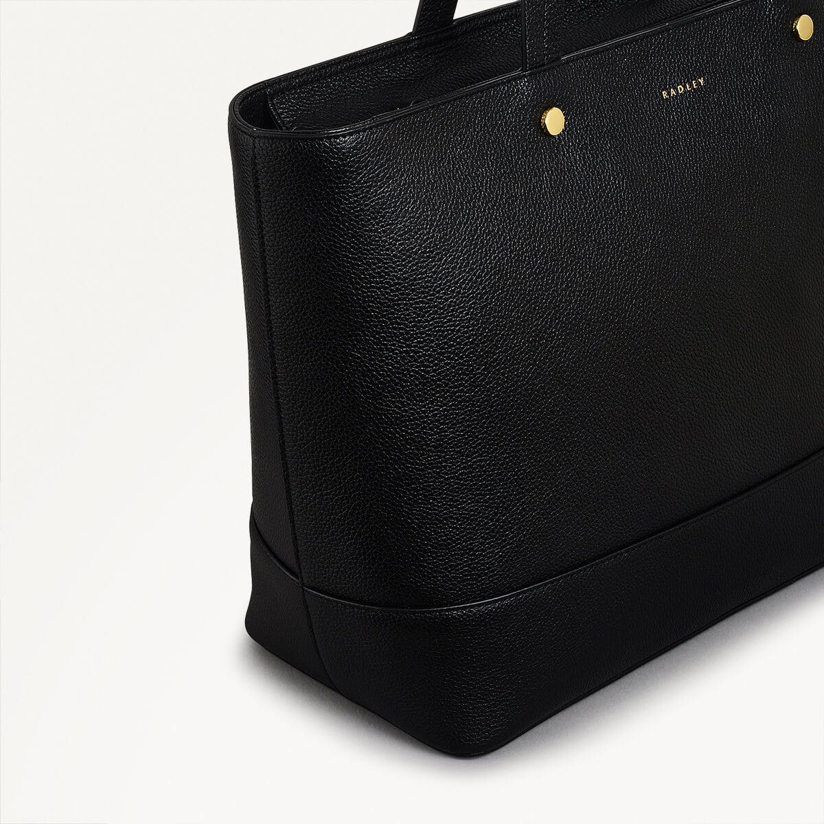 Isabella Road Leather Medium Ziptop Tote Bag in Black - 110962