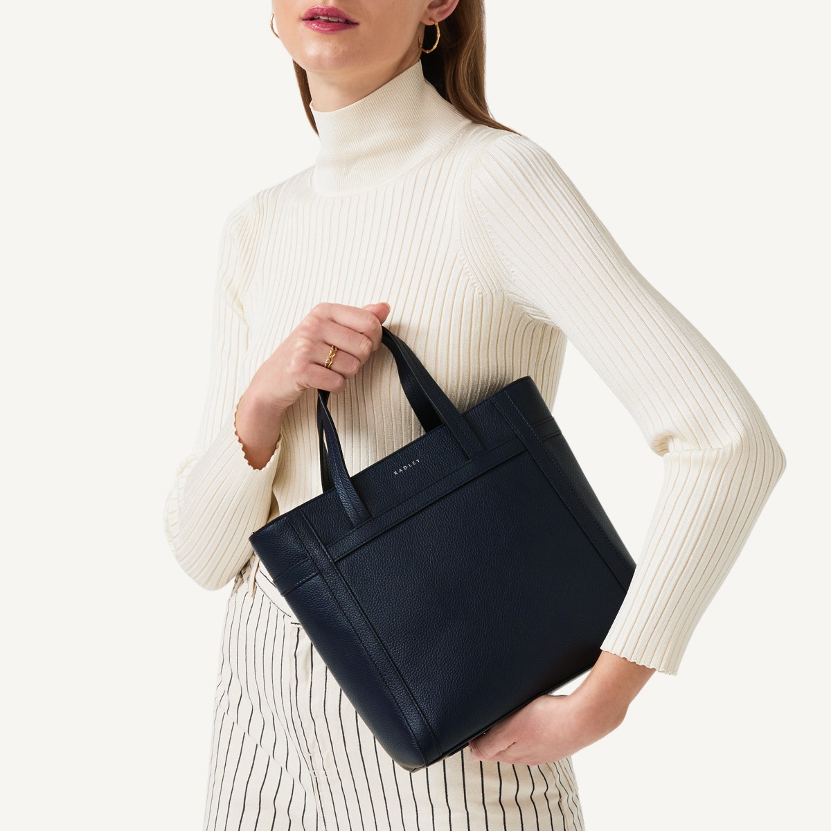 Derby Street Leather Small Ziptop Satchel Bag in Ink - 110949