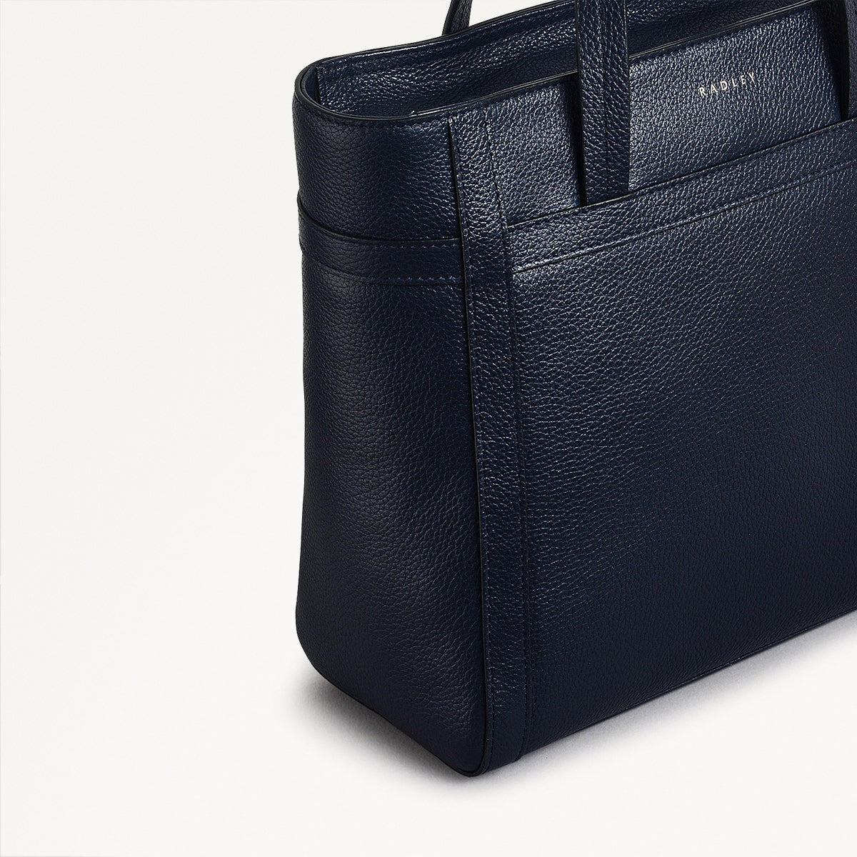 Derby Street Leather Small Ziptop Satchel Bag in Ink - 110949