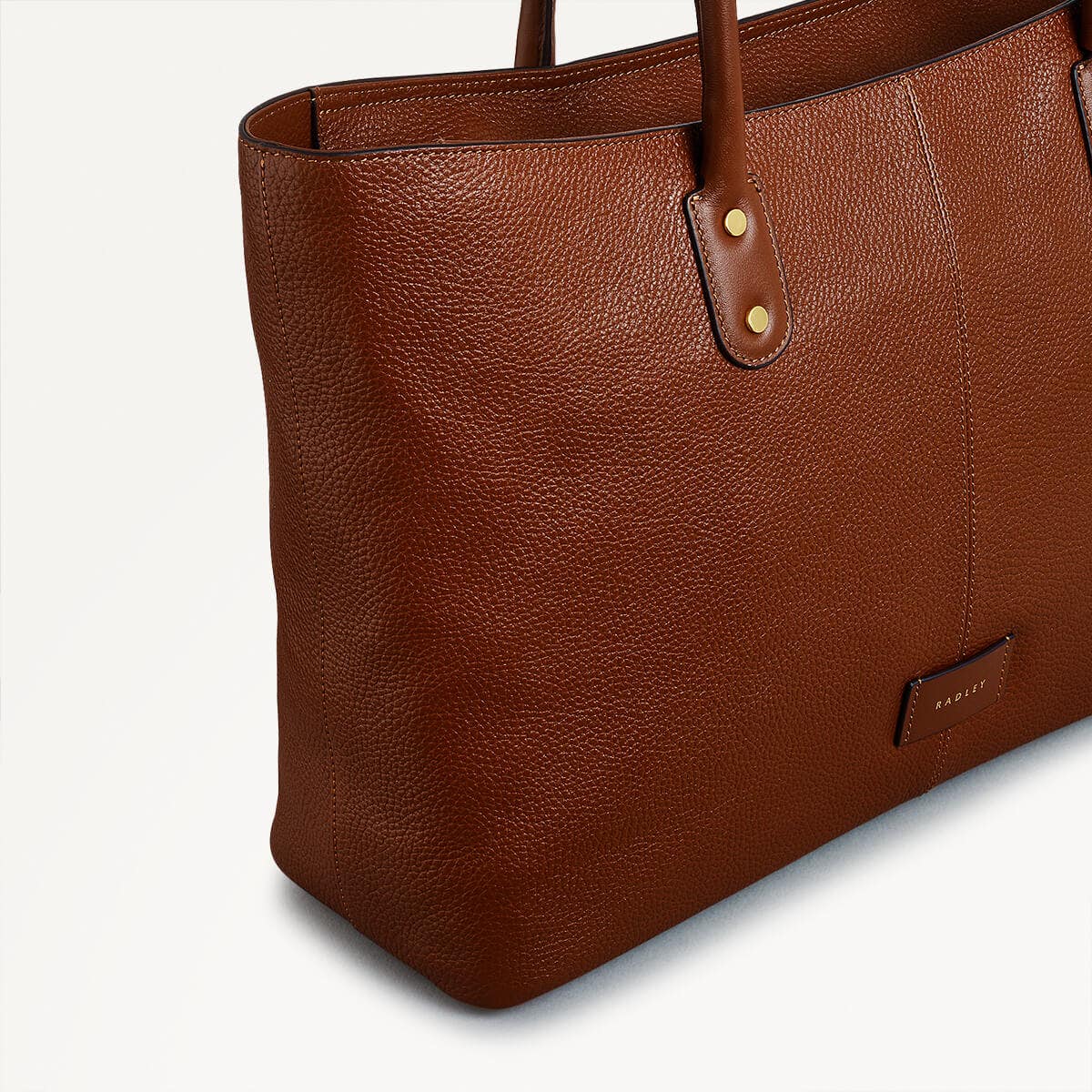Southwark Lane Leather Large Ziptop Tote Bag in Tortoise - 110953