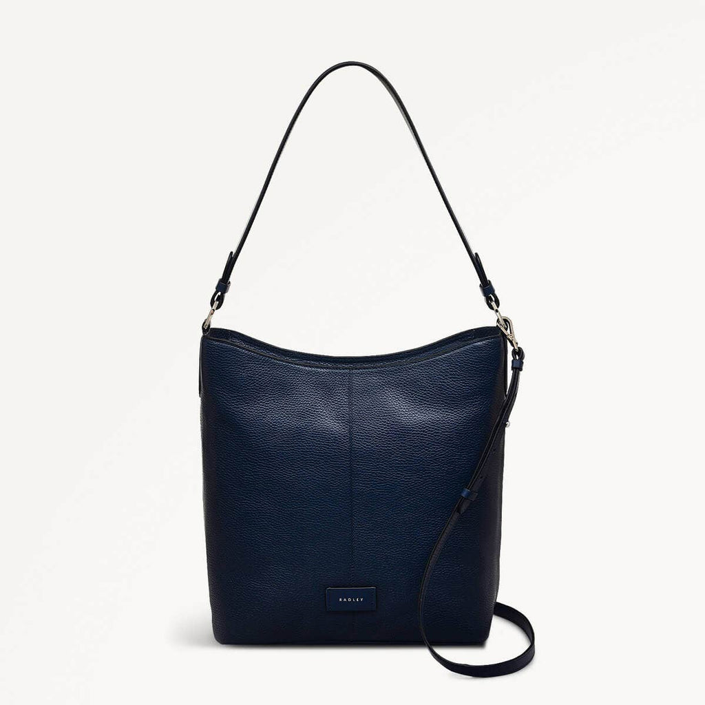 Southwark Lane Leather Large Ziptop Shoulder Bag in Ink - 110957