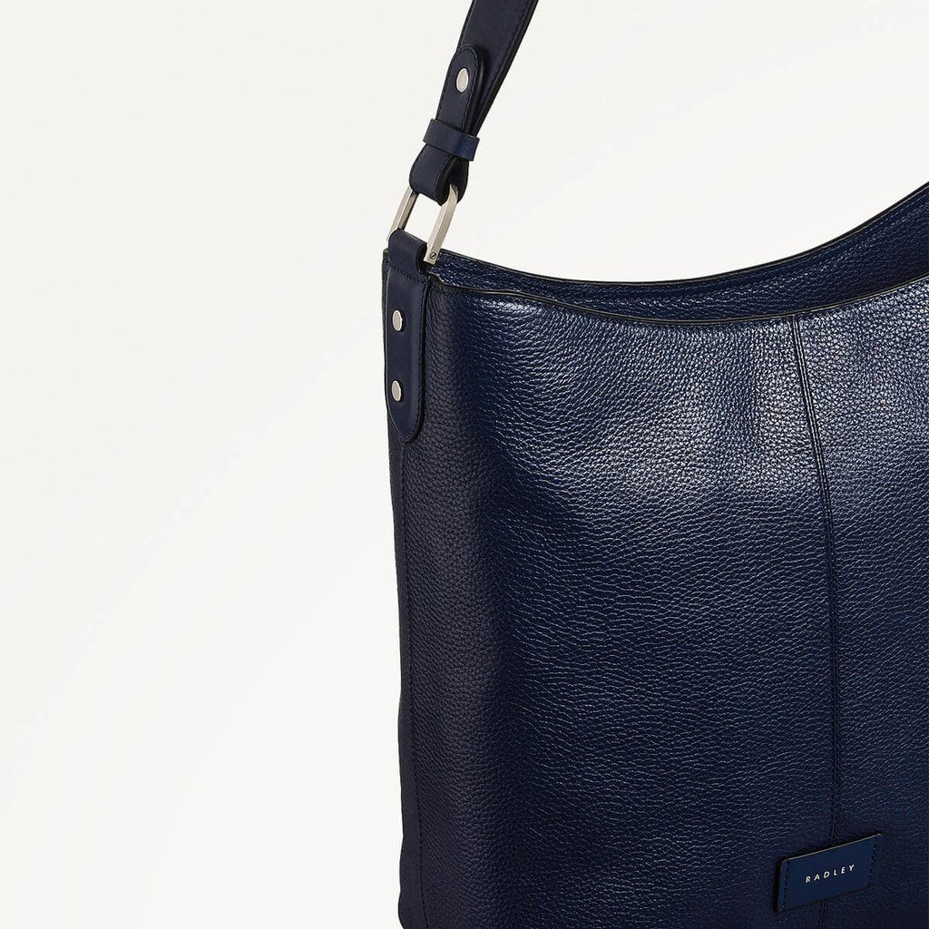 Southwark Lane Leather Large Ziptop Shoulder Bag in Ink - 110957