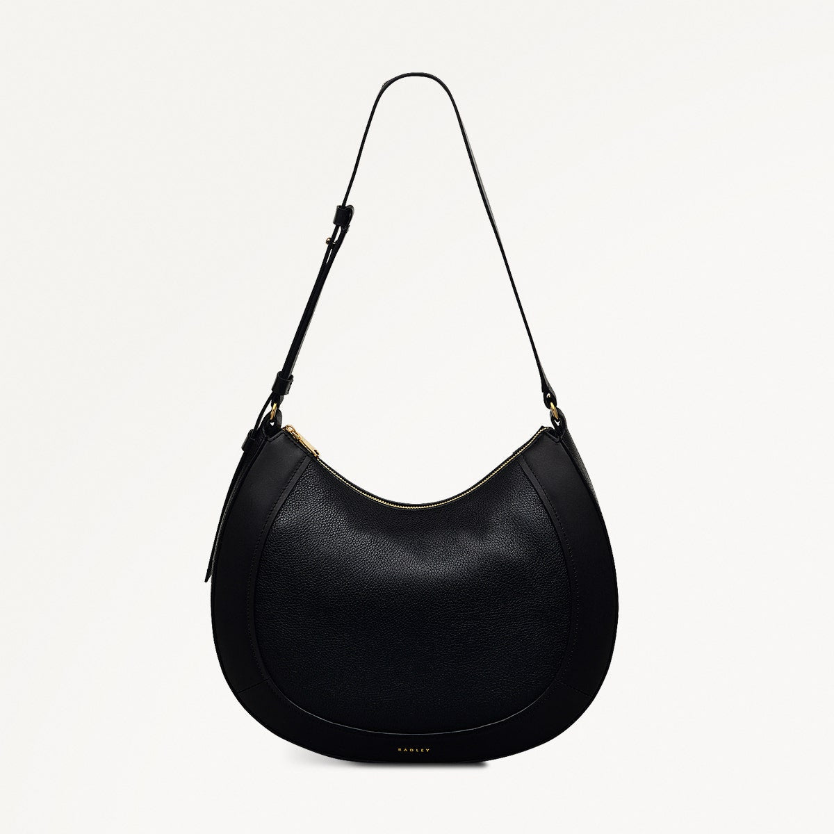 Merchant Hall Leather Large Ziptop Shoulder Bag in Black - 111200