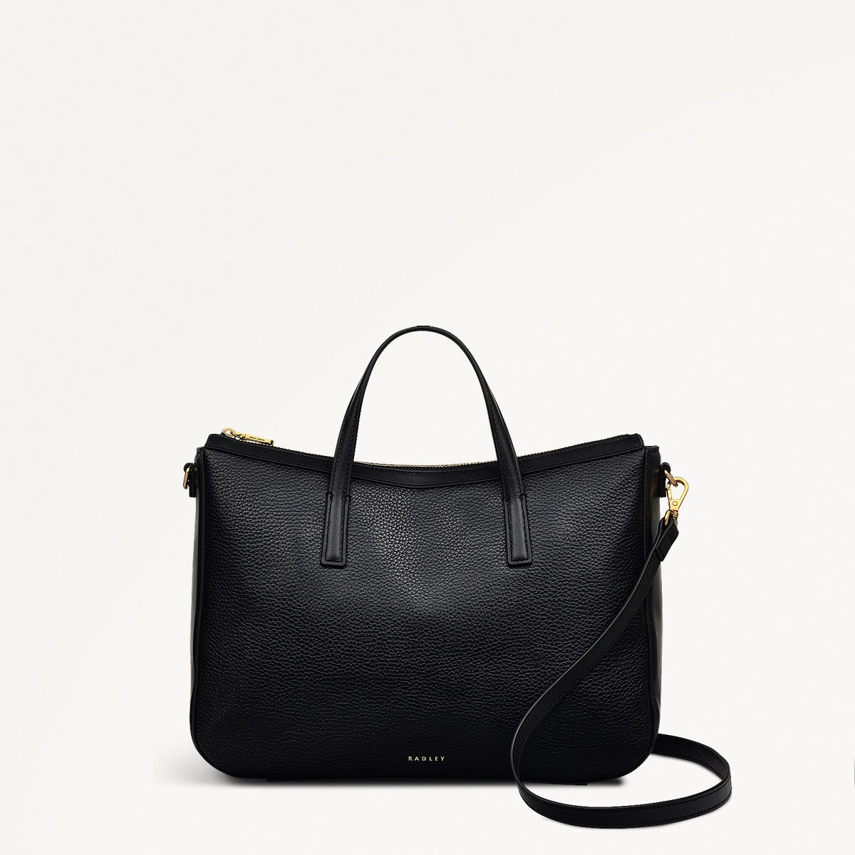 Longford Lane Leather Medium Ziptop Satchel Bag in Black - 111243
