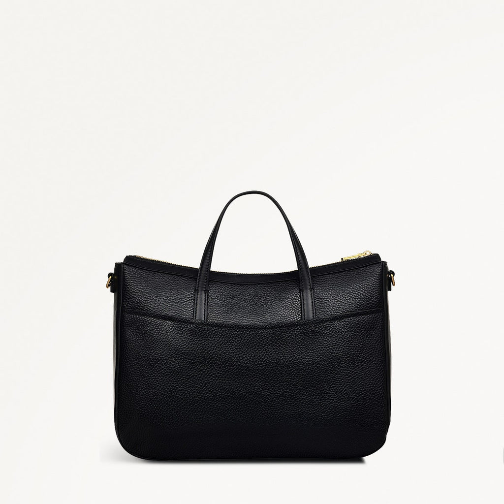 Longford Lane Leather Medium Ziptop Satchel Bag in Black - 111243