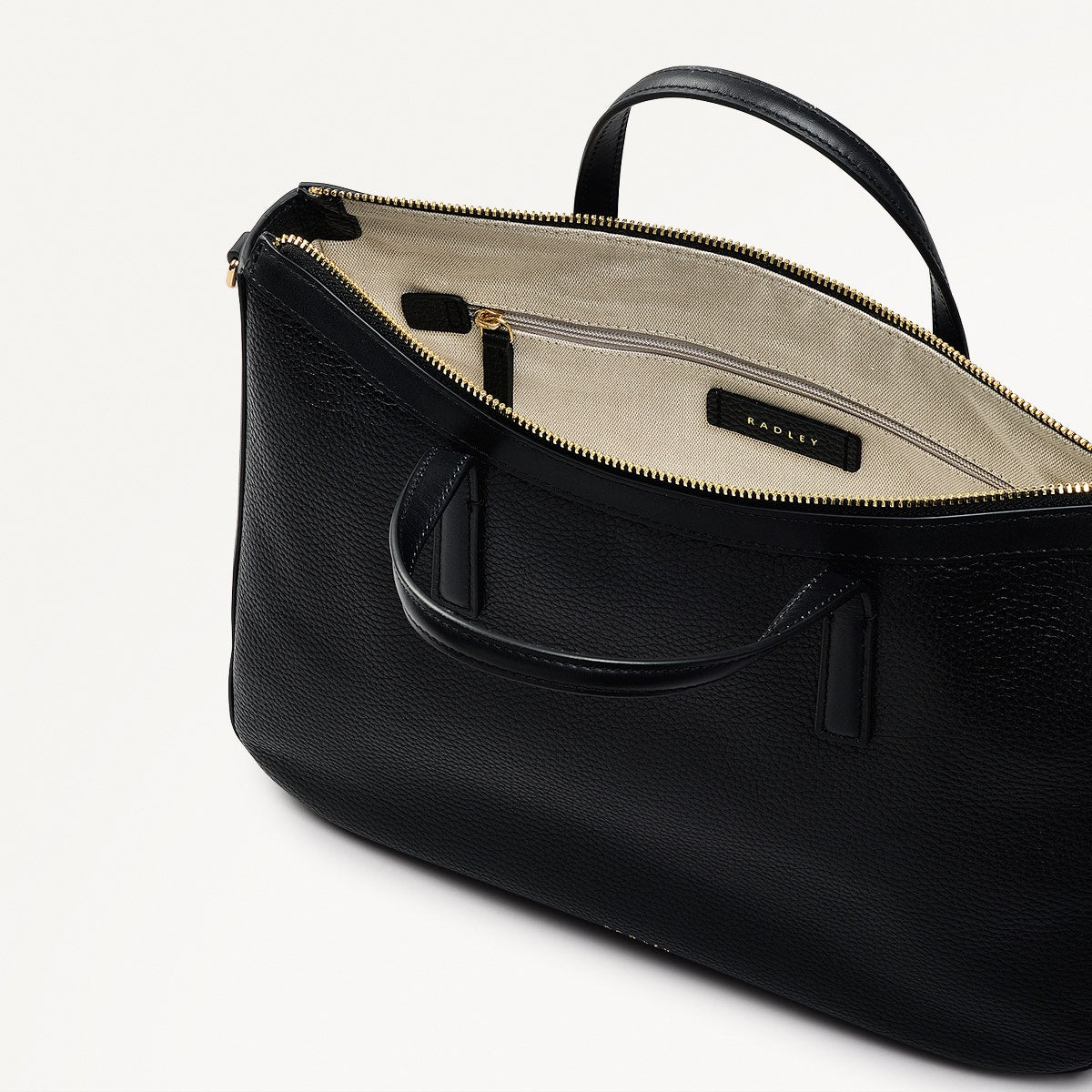 Longford Lane Leather Medium Ziptop Satchel Bag in Black - 111243