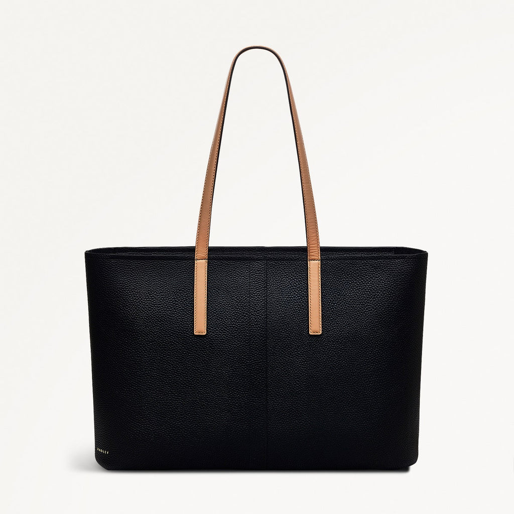 Newton Avenue Leather Large Ziptop Tote Bag in Black - 111263