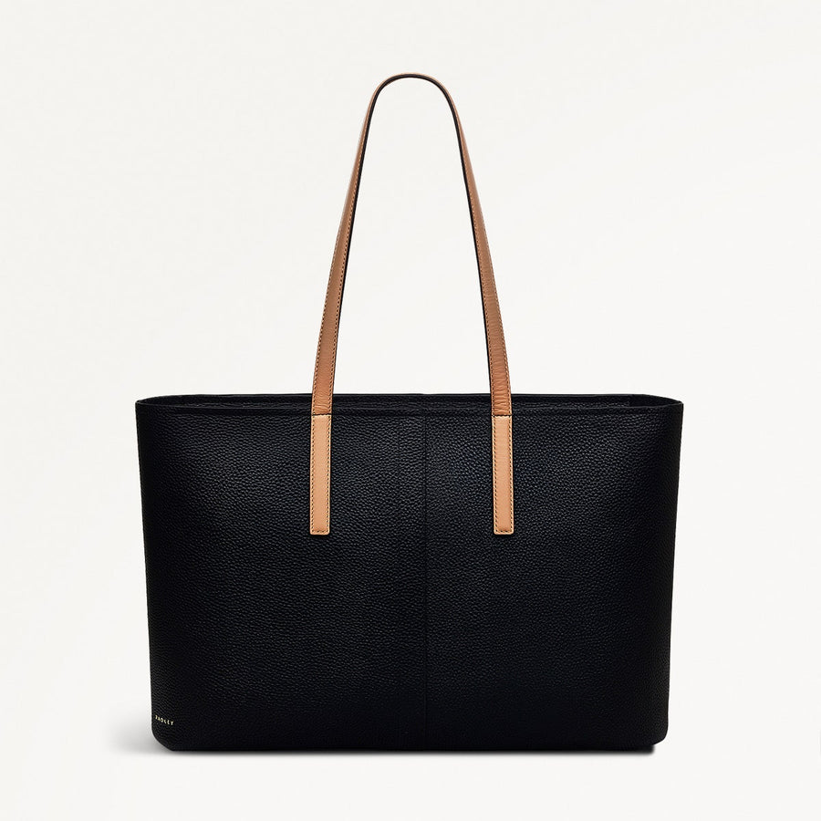 Newton Avenue Leather Large Ziptop Tote Bag in Black - 111263