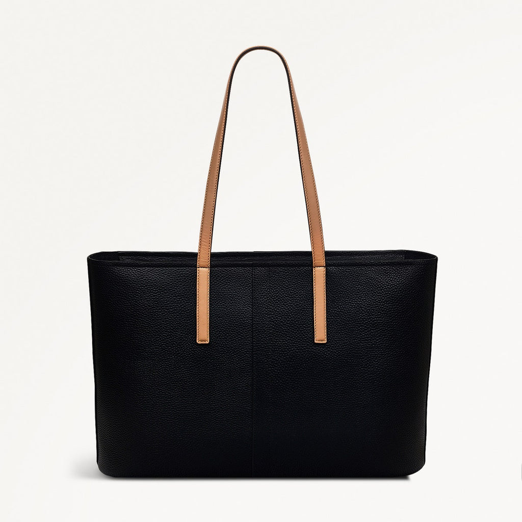 Newton Avenue Leather Large Ziptop Tote Bag in Black - 111263