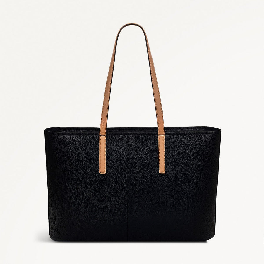 Newton Avenue Leather Large Ziptop Tote Bag in Black - 111263