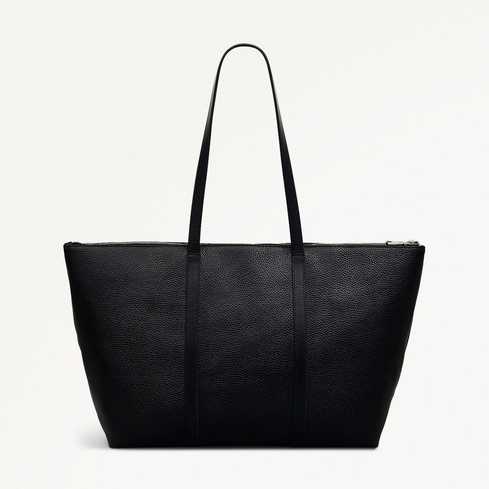 Lynton Close Leather Large Ziptop Tote Bag in Black - 111274
