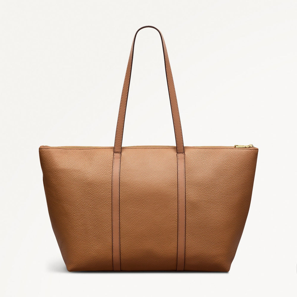 Lynton Close Leather Large Ziptop Tote Bag in Chai - 111276