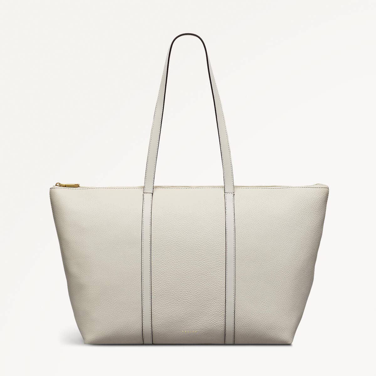 Lynton Close Leather Large Ziptop Tote Bag in Chalk - 111277
