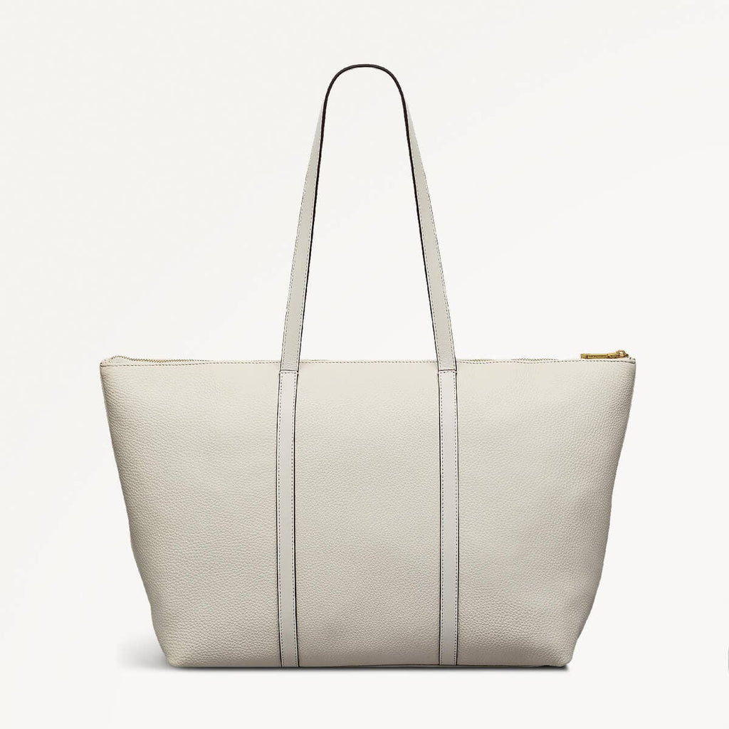 Lynton Close Leather Large Ziptop Tote Bag in Chalk - 111277