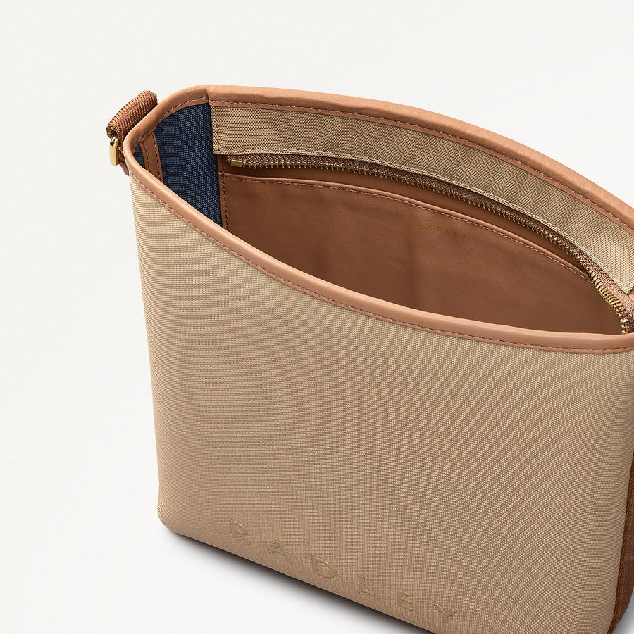 Addison Lane Fabric Medium Ziptop Crossbody Bag in Silt - 111279