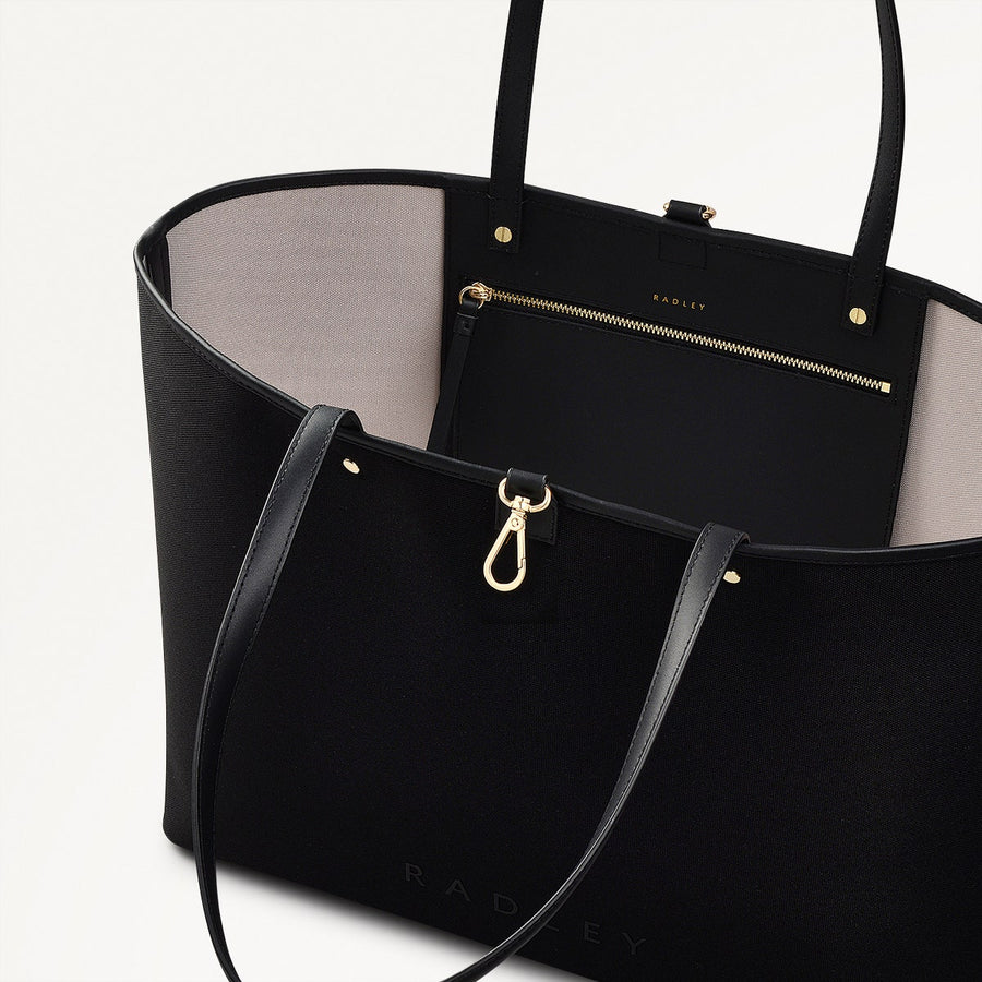 Addison Lane Fabric Large Open Top Tote Bag in Black - 111281