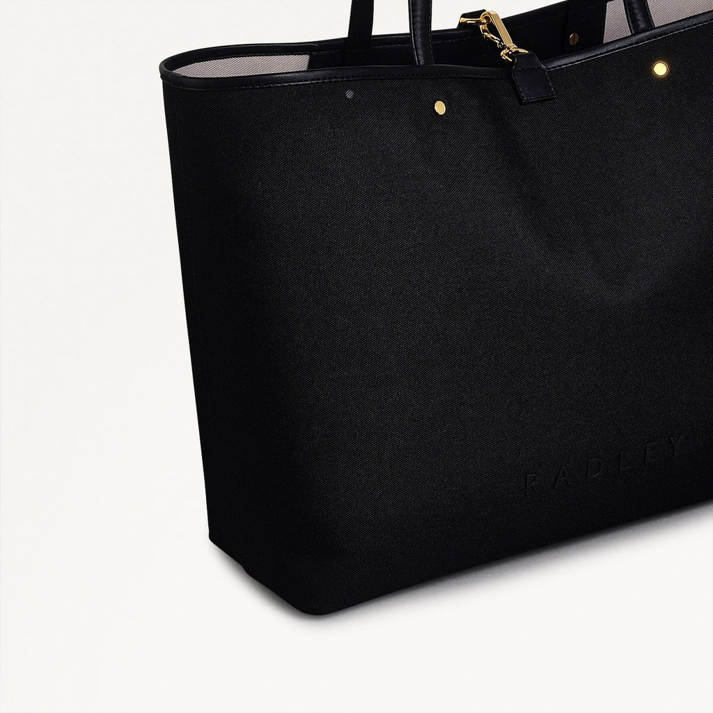 Addison Lane Fabric Large Open Top Tote Bag in Black - 111281