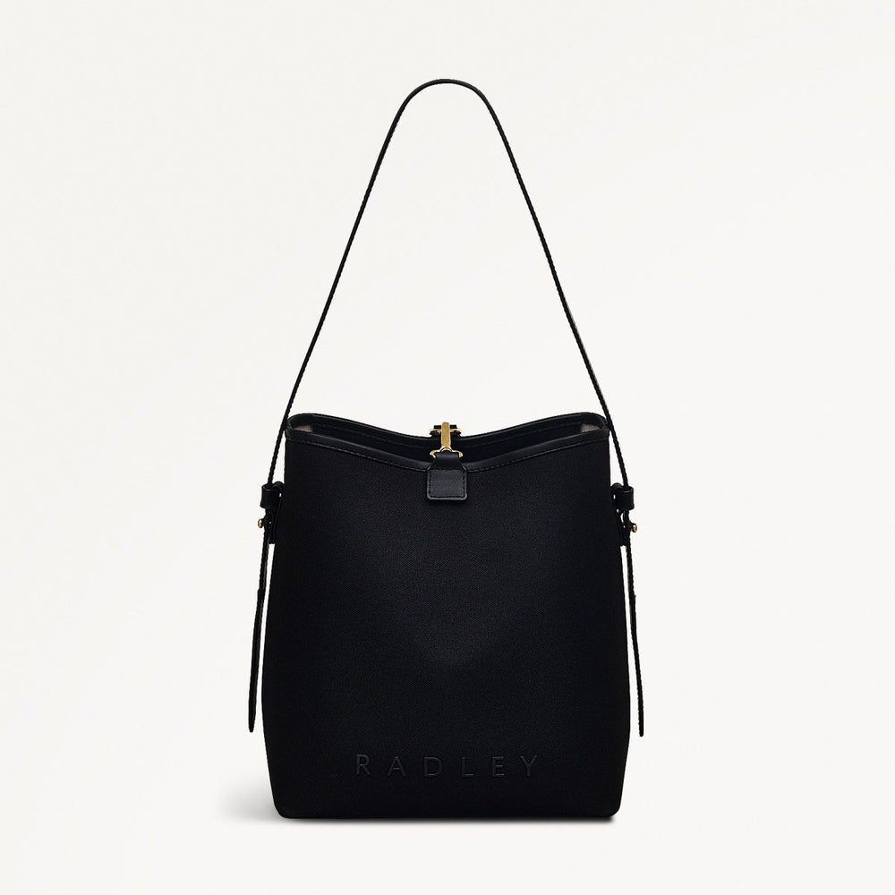 Addison Lane Fabric Small Open Top Shoulder Bag in Black - 111283