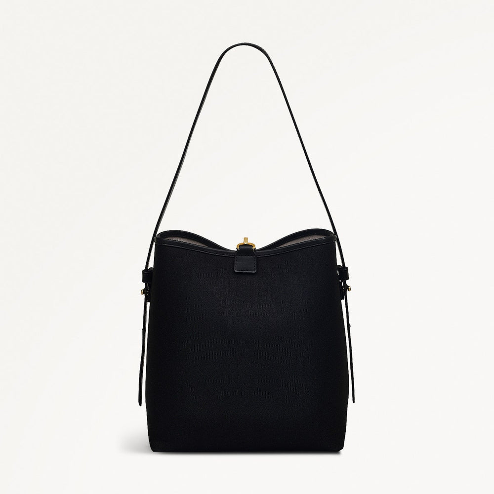 Addison Lane Fabric Small Open Top Shoulder Bag in Black - 111283